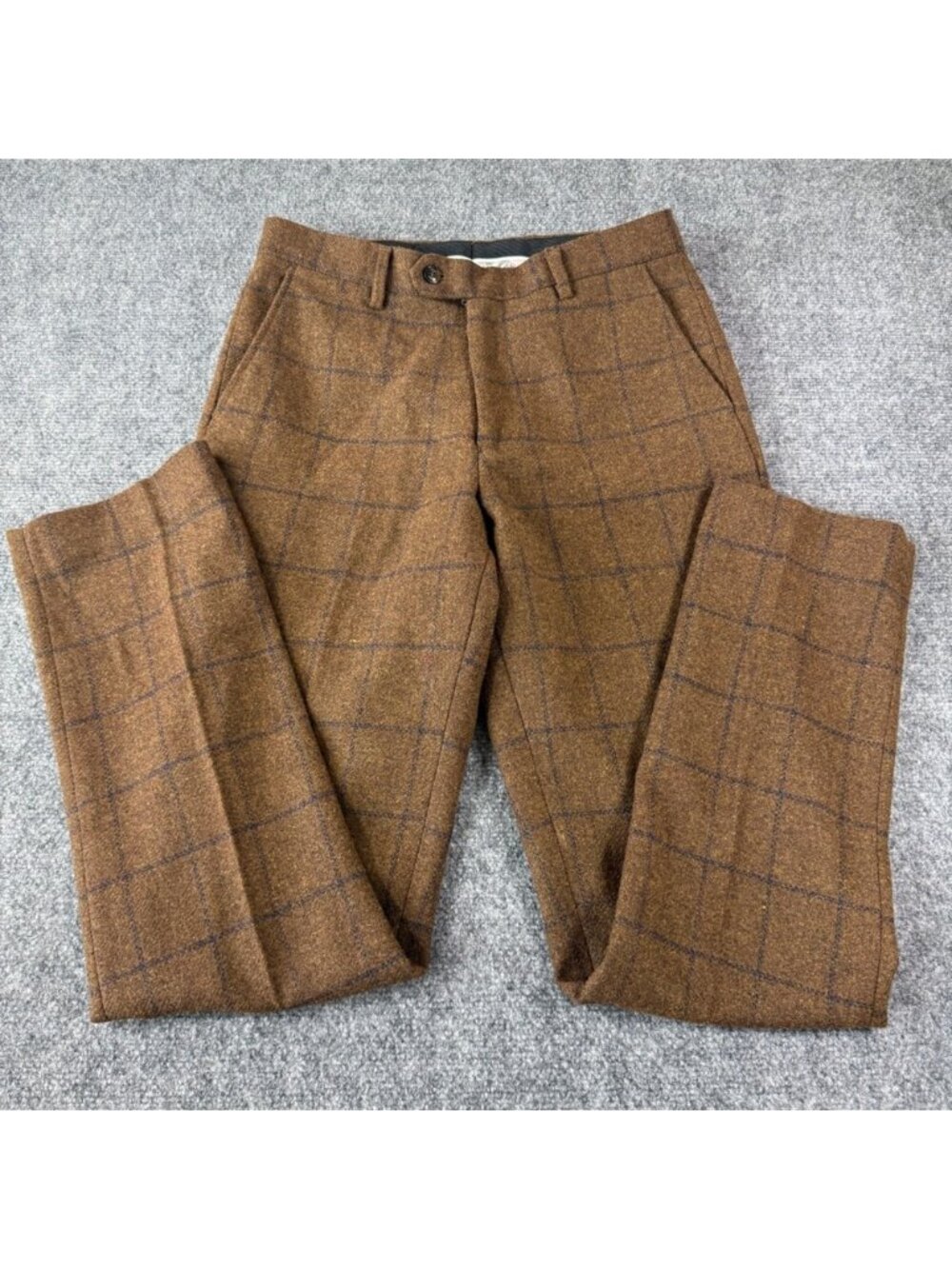 Twisted Tailor Brown Windowpane Plaid Wool Blend Suit Trousers Mens EU 40R US30